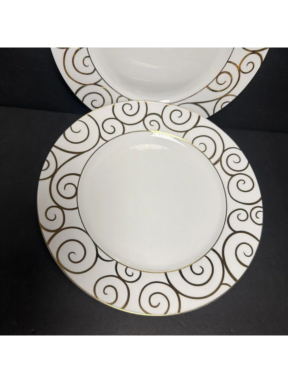 Pier One Gold Swirl Dinner Plate 10 3/8” Retired Vintage Dishwasher Safe EACH